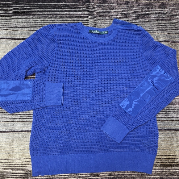 Lauren Textured Crewneck Sweater w/ Satin Accents Size M - Picture 1 of 9
